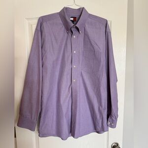 Tommy Hilfiger Men’s Purple Dress Shirt Classic Long-Sleeve Button Down Size XL